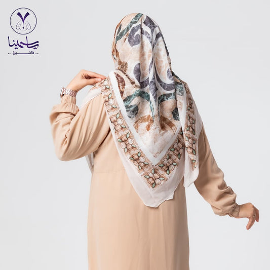 طرحة شيفون ديجيتال بيج في ابيض