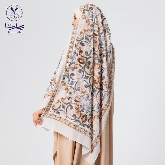 طرحة شيفون ديجيتال بيج طويله