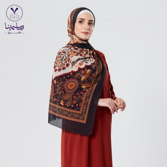 طرحة شيفون ديجيتال طوبى مشجر