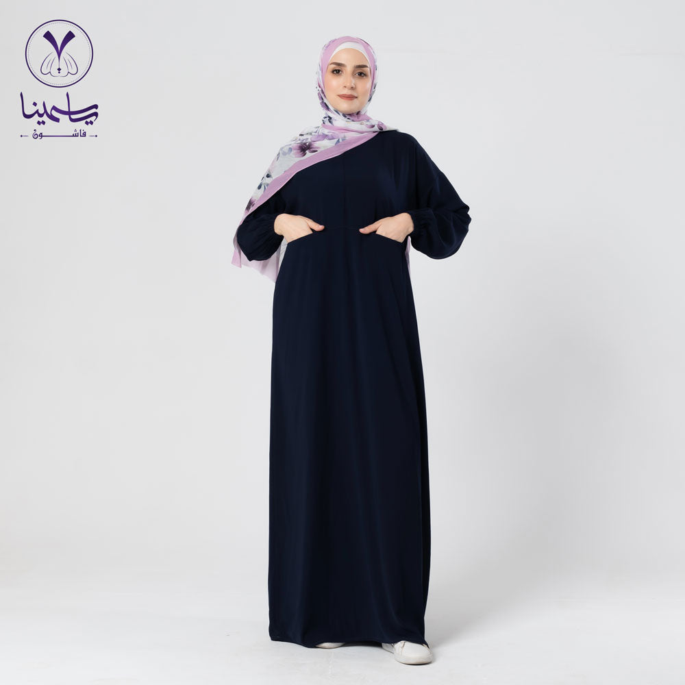 عباية كريب بجيوب وسوستة امامية كحلي
