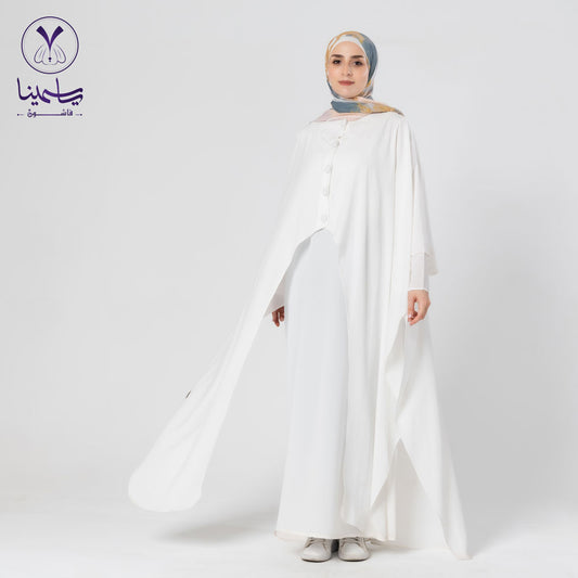 ادناء كريب سادة قطعتين بأزرار امامية ابيض